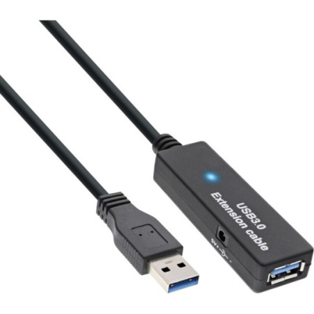 InLine® USB 3.0 Aktiv-Verlängerung, Stecker A an Buchse A, schwarz, 15m