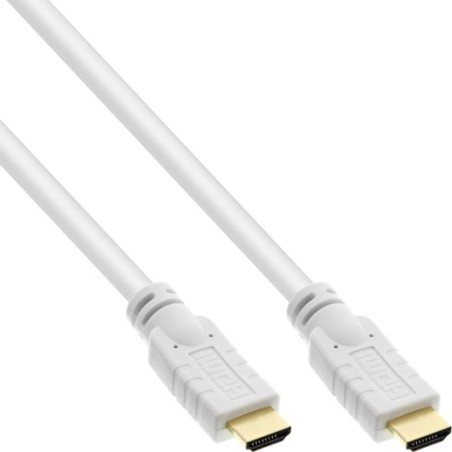 InLine® HDMI Kabel, HDMI-High Speed mit Ethernet, Premium, Aktiv, Stecker / Stecker, weiß / gold, 10m