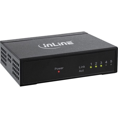 InLine® Netzwerk Switch 5 Port, Fast Ethernet, 10/100MBit/s, Desktop, Metall, lüfterlos