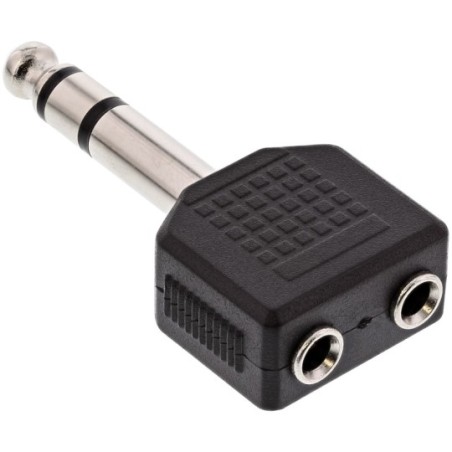 Adaptateur audio, InLine®, 6,3mm jack Stéréo à 2x 3,5mm jack femelle Stéréo