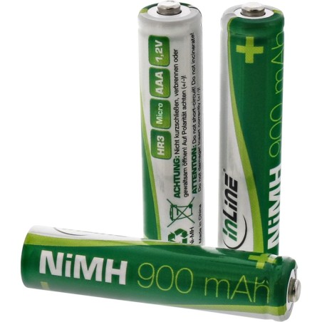 InLine® NiMH-Akku, Micro (AAA), 900mAh, vorgeladen, im 4er Blister