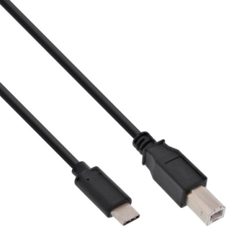 InLine® USB 2.0 Kabel, Typ C Stecker an B Stecker, schwarz, 0,5m