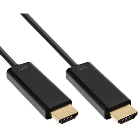 InLine® HDMI Kabel über LWL, HDMI-High Speed mit Ethernet, Premium, Stecker / Stecker, schwarz / gold, 7,5m