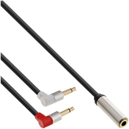 InLine® Slim Audio Kopfhörer Flugzeug-Adapterkabel, 2x 3,5mm Klinke ST an 3,5mm Klinke BU 3pol., 0,15m