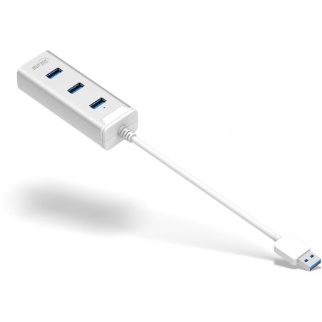 InLine® USB 3.0 HUB mit Audio Soundkarte, Aluminium Gehäuse mit 0,15m Kabel