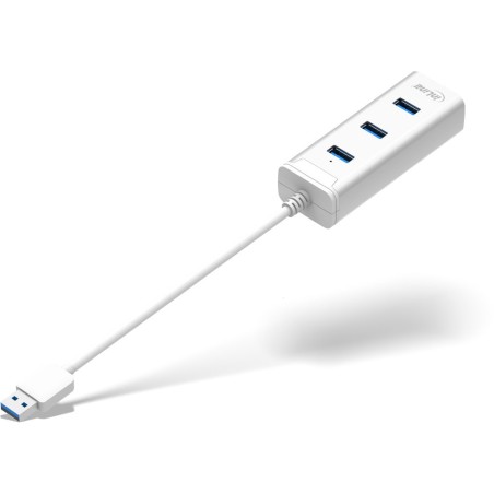 InLine® USB 3.0 HUB mit Audio Soundkarte, Aluminium Gehäuse mit 0,15m Kabel