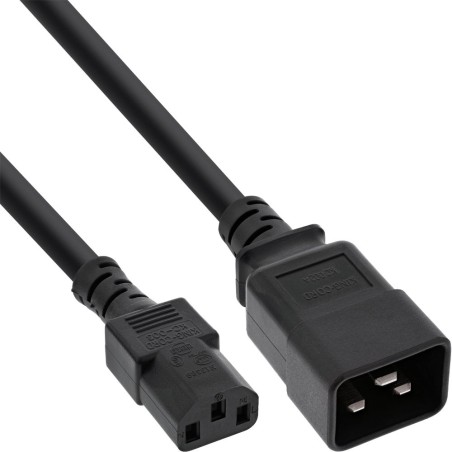 InLine® Netz Adapterkabel, IEC-60320 C20 auf C13, 3x1,5mm², max. 10A, schwarz, 1m