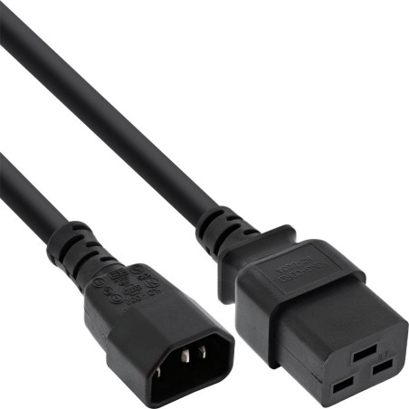 InLine® Netz Adapterkabel, IEC-60320 C14 auf C19, 3x1,5mm², max. 10A, schwarz, 1m