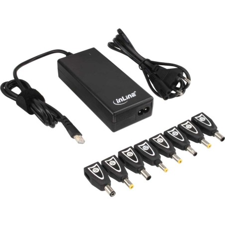 Inline® Universal Netzteil für Notebooks, 90W, USB, 100-240V, schwarz mit 8 Wechselsteckern