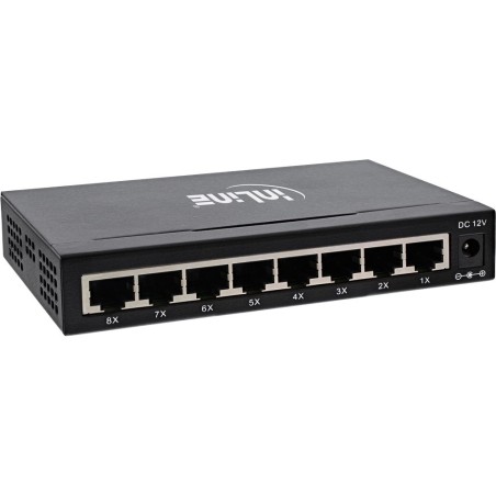 InLine® Netzwerk Switch 8 Port, Gigabit Ethernet, 10/100/1000MBit/s, Desktop, Metall, lüfterlos, geschirmte Ports