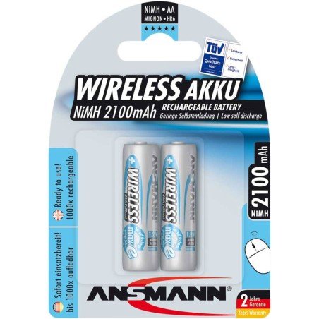 Ansmann "maxE Wireless Mouse & Keyboard" NiMH-Akku, Mignon (AA), 2100mAh, 2er Blister (5035483)