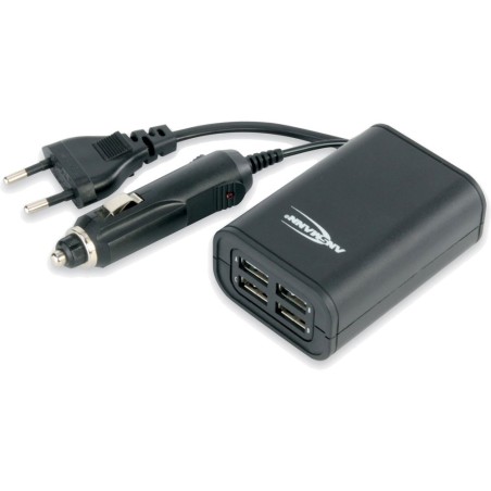 Ansmann Quattro USB charger, 240V/12V KFZ zu 4x USB 5V (5211013)