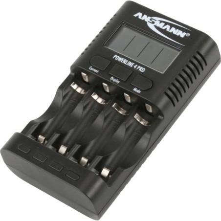 Ansmann Powerline 4 pro Ladegerät inkl. USB-Ausgang, beleuchtetes Display (1001-0005)