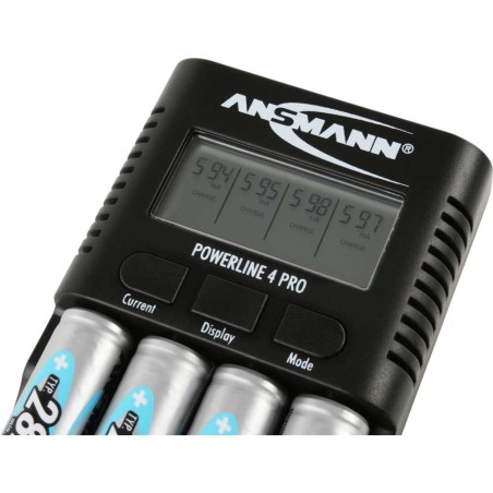 Ansmann Powerline 4 pro Ladegerät inkl. USB-Ausgang, beleuchtetes Display (1001-0005)