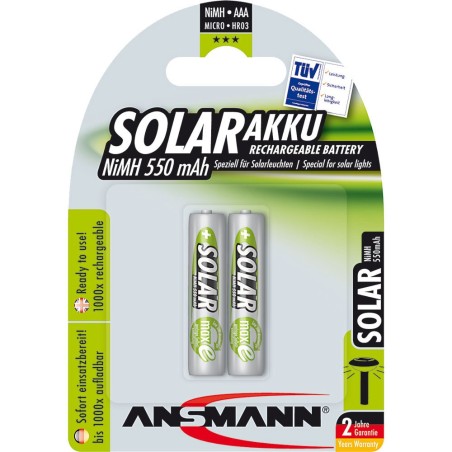 Ansmann NiMH-Akku "Solar", Micro (AAA), 550mAh, 2er Blister (1311-0001)