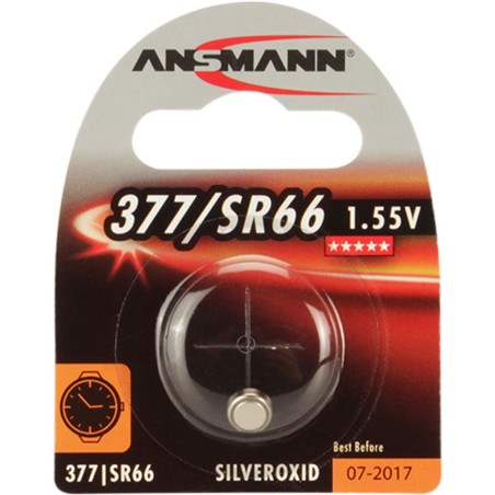 ANSMANN Silberoxid-Knopfzelle, 1,55V, 377/SR66 (1516-0019), 1er-Blister