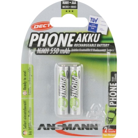 ANSMANN "Phone DECT" NiMH-Akku, Micro AAA / HR03 / 1.2V, 2er-Blisterpack (5035523)