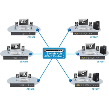 ATEN CE790 Konsolen-Extender, IP basierend, VGA, USB, RS232, Audio, IGMP