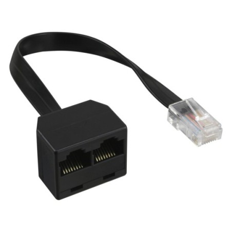 Distributeur ISDN 1x RJ45 mâle à 2x RJ45 fem. sans résistance de pull-up, 15cm