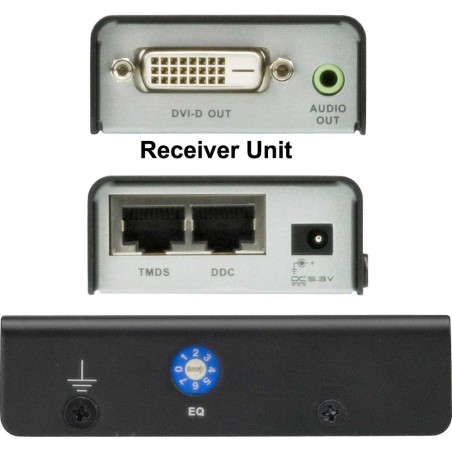 ATEN VE600A Video-Extender, DVI-Verstärker, Verlängerung auf max. 60m über Netzwerkkabel, mit Audio