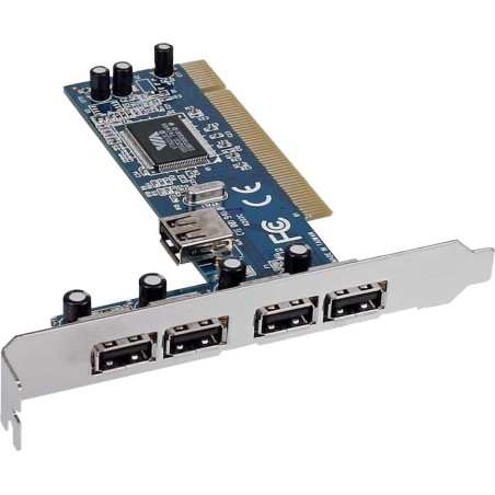 Carte d'interface, InLine®, USB 2.0, 4x externe + 1x interne, PCI