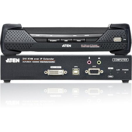 ATEN KE6900 DVI-KVM-Over-IP-Verlängerung, DVI-I, RS232, USB, mit Audio