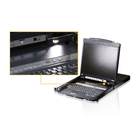 ATEN CL5808N-ATA KVMP-Switch 8-fach, Slideaway-Konsole mit 19"-Display, USB, PS/2, Dual Rail