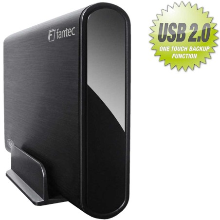 Gehäuse 3,5", USB 2.0+SATA, Fantec DB-ALU2 schwarz, für SATA-HDD