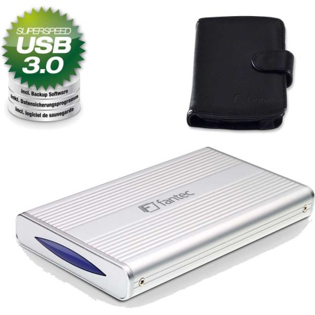 Gehäuse 2,5", USB 3.0 Aluminium silber, Fantec DB-228U3, für SATA-HDD