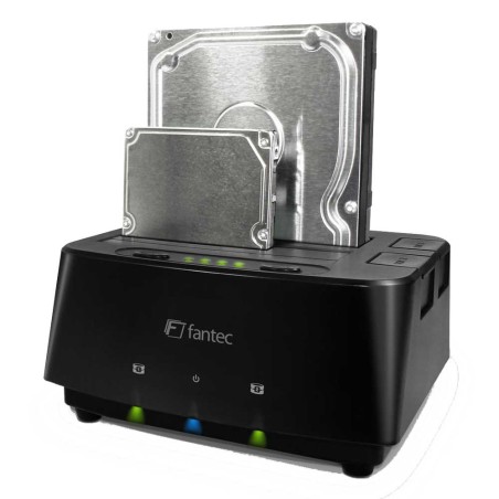 USB 3.0 zu SATA Docking Station, Fantec MR-CopyDU3, Clone, Backup, schwarz