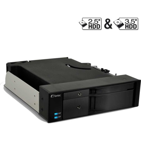 Wechselrahmen, Fantec MR-2535DUAL schwarz, SATA, 2.5" & 3.5" SATA HDD hotplug