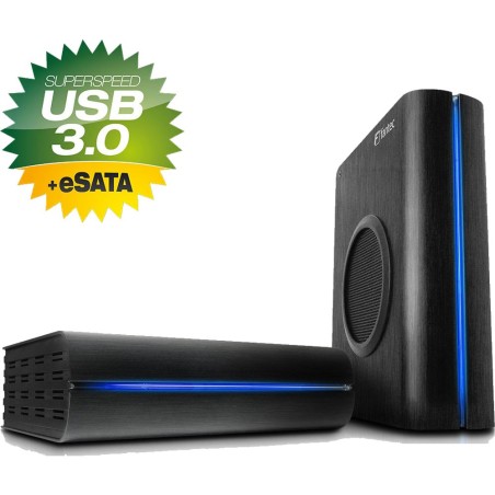 Gehäuse 3,5", USB 3.0/eSATA, Fantec DB-F8U3e schwarz, 80mm Lüfter, für SATA-HDD