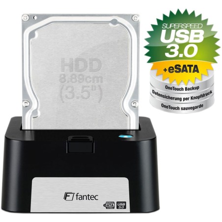 USB 3.0 und eSATA zu SATA Docking Station, Fantec MR-U3e DOCKING STATION schwarz