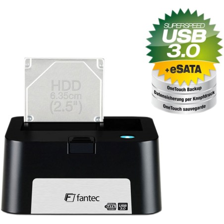 USB 3.0 und eSATA zu SATA Docking Station, Fantec MR-U3e DOCKING STATION schwarz