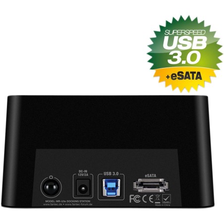 USB 3.0 und eSATA zu SATA Docking Station, Fantec MR-U3e DOCKING STATION schwarz