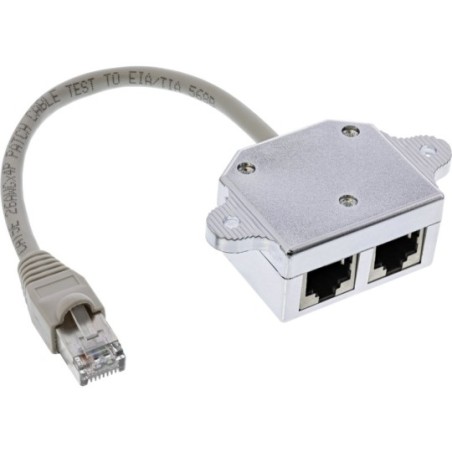 Cat.5e / Adaptateur ISDN T (reproductrice port) RJ45 mâle à 2x RJ45 Bu, 15cm, InLine®