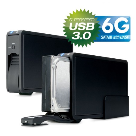 Gehäuse 3,5", USB 3.0, FANTEC ER-35U3-6G, SATA, mit Lüfter, schwarz