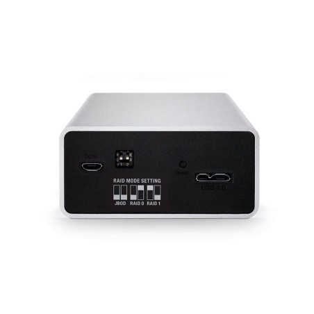 RAID-Gehäuse 2 x 6,35cm (2,5"), USB 3.0, FANTEC mobiRAID X2, Aluminium, für SATA-I/II/III- & SSD-Festplatte, silber