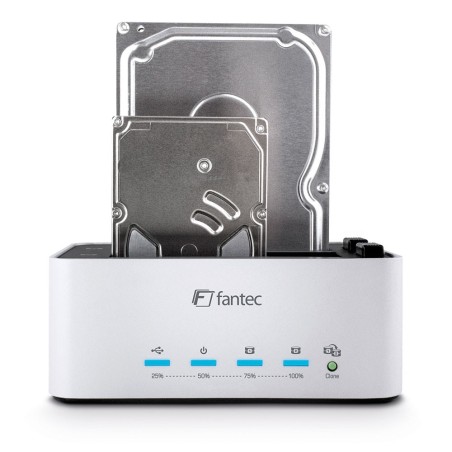 FANTEC AluDOCK 2X, HDD Klon & Docking Station mit USB 3.0 für 6,35cm (2,5") und 8,89cm (3,5") SATA Festplatten und SSDs