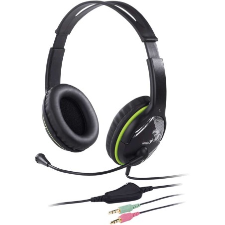 GENIUS Headset HS-400A Grün, Kopfbügel-Headset mit Lautstärkeregler am Kabel, 2x 40 mm Soundeinheit