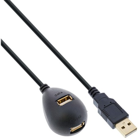 USB 2.0 Rallonge, InLine®, mâle/fem. type A, noir, avec pied, 2m