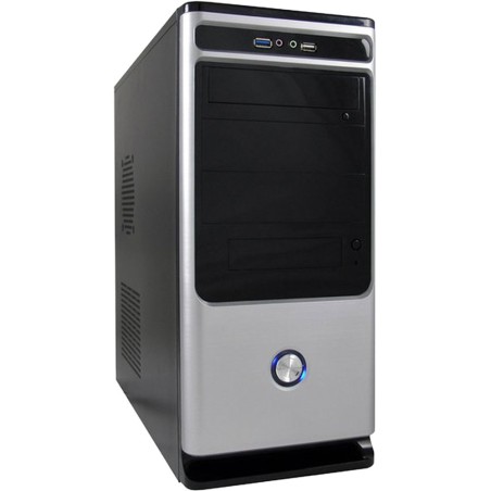 Gehäuse LC-Power Midi-Tower ATX-7010BS PLUS, schwarz/silber, mit 420W-Bronze-PLUS-Netzteil