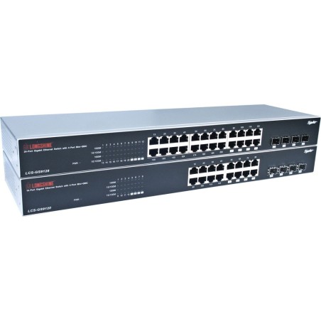 Longshine Gigabit Switch, 24-Port, LCS-GS9128-A, 19"-Version, mit 4-Port Mini-GBIC