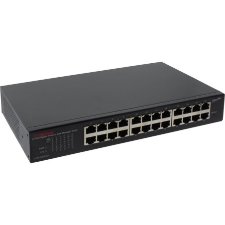 Longshine Gigabit Switch, 24-Port, LCS-GS8424, Desktop-Version, Web Smart SNMP, lüfterlos