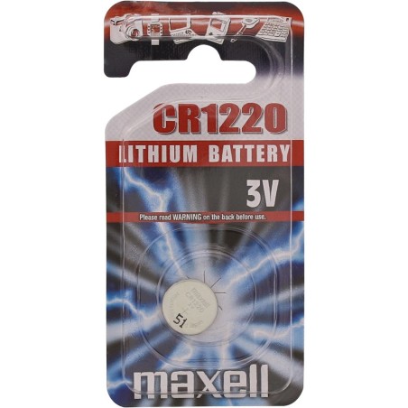 Maxell Batterie Lithium Knopfzelle Typ CR1220, 1er Blister