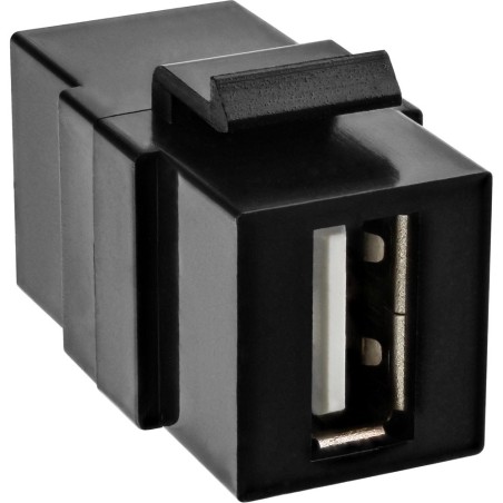 USB 2.0 Keystone Snap-In Einsatz, USB A Buchse/Buchse, schwarzes Gehäuse