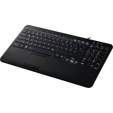 Tastatur, Perixx PERIBOARD-319 H DE B, Rückbeleuchtung mit Touchpad und Ziffernblock, USB, schwarz