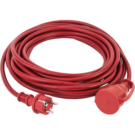 Schutzkontakt-Verlängerung Stecker / Buchse, IP44, 3x1,5mm², 25m, rot, mit Kinderschutz