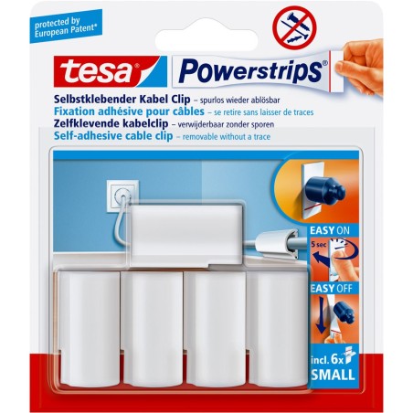 tesa Powerstrips Kabel-Clip, weiss, 5 Stück