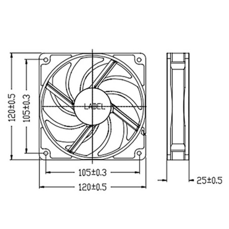 Lüfter, Titan, 120x120x25mm, TFD-12025H12ZP/KU(RB), KUKRI-Serie, mit PWM, leise